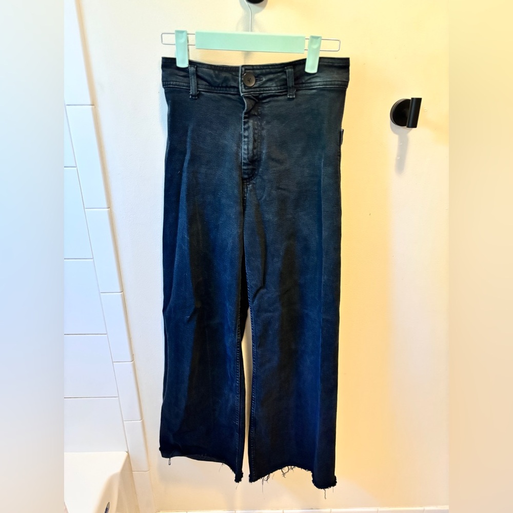 ZARA marine jeans wide leg pants black 2